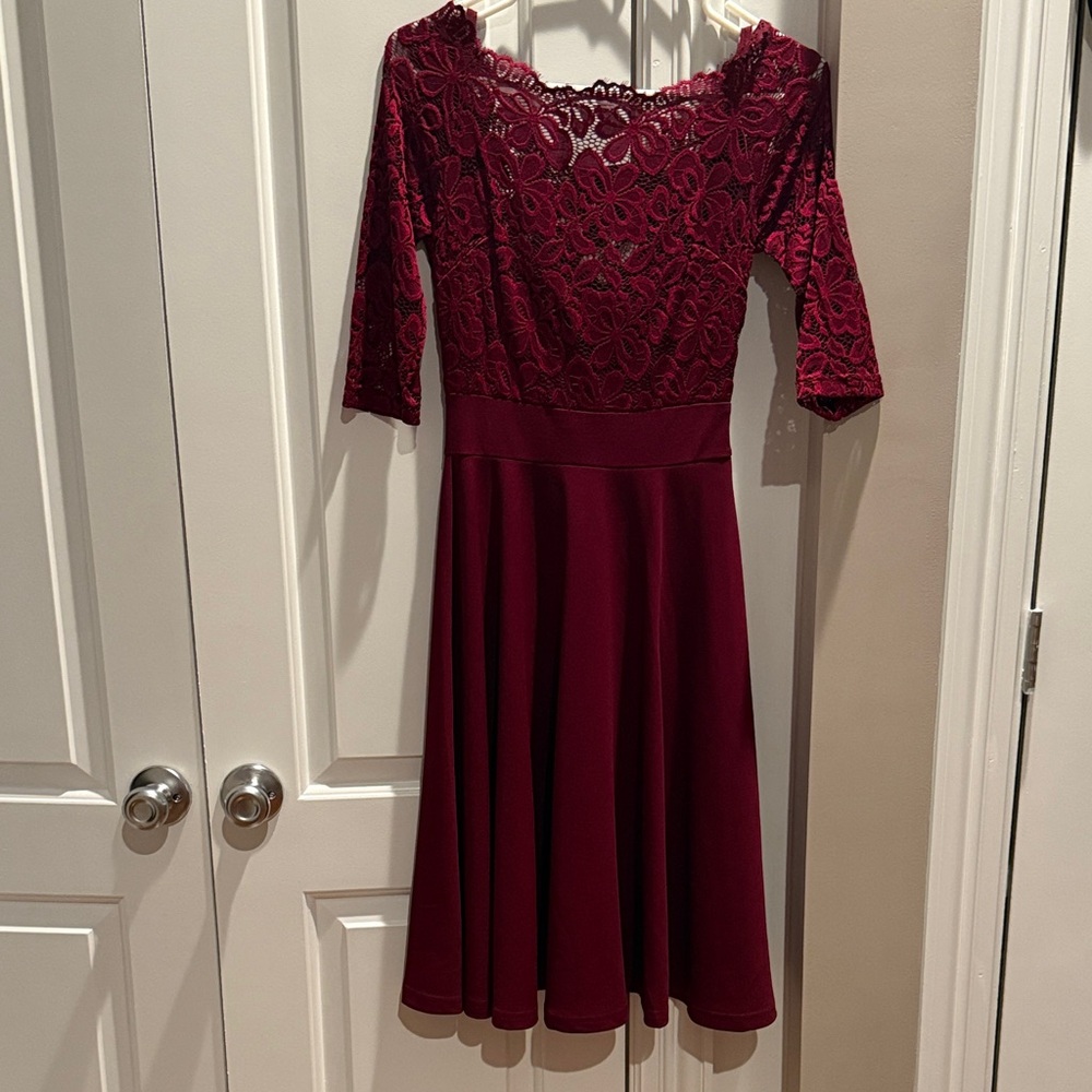 Elegant Burgundy Lace Dress